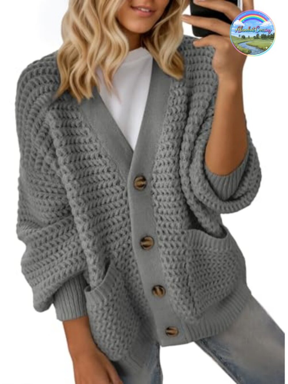 Womens Open Front Chunky Knit Cardigan Long Sleeve Loose Fit Sweater